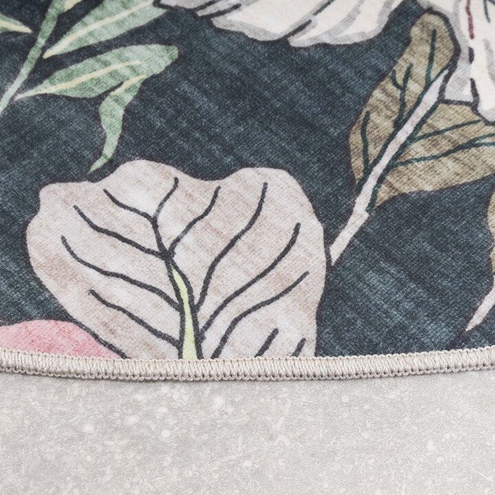 Rund utomhusmatta med blommor - Poppy Grön