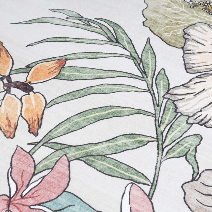 Rund utomhusmatta med blommor - Poppy Kräm