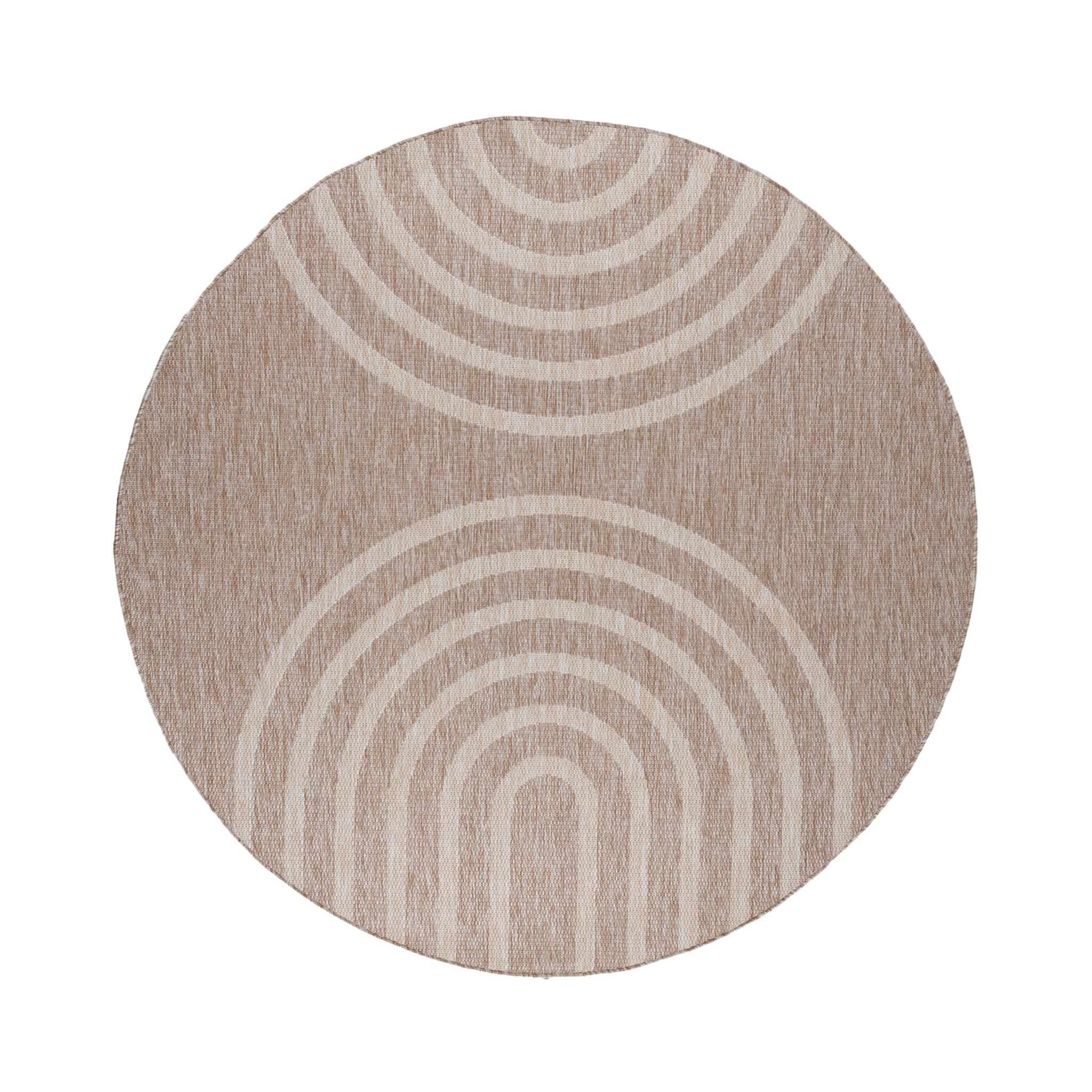 Rund utomhusmatta – Sierra Arches Beige/Kräm - sfeer