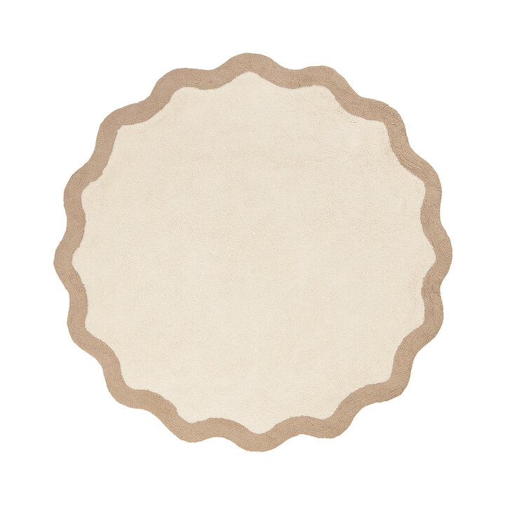 Rund Tvättbar Matta – Hazy Beige/Crème