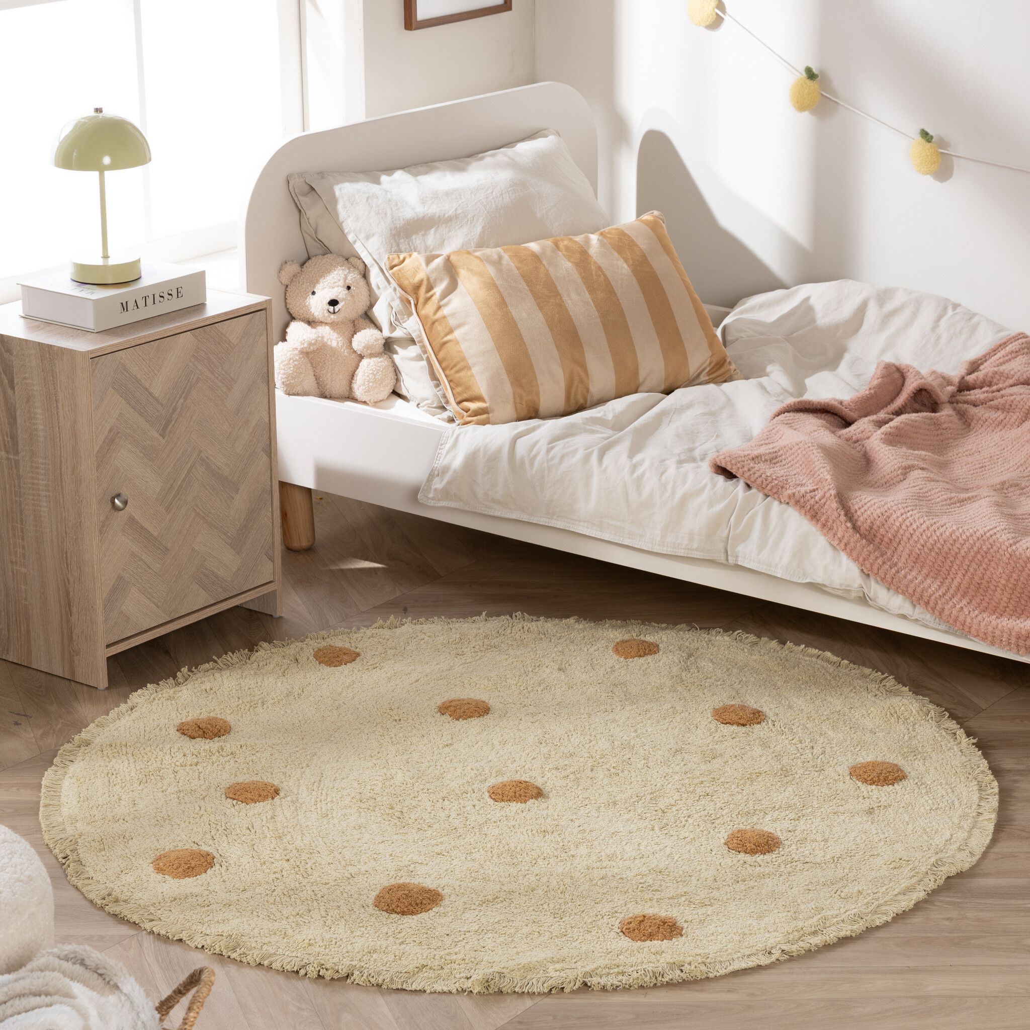 Rund Barnrumsmatta – Lou Dots Gul