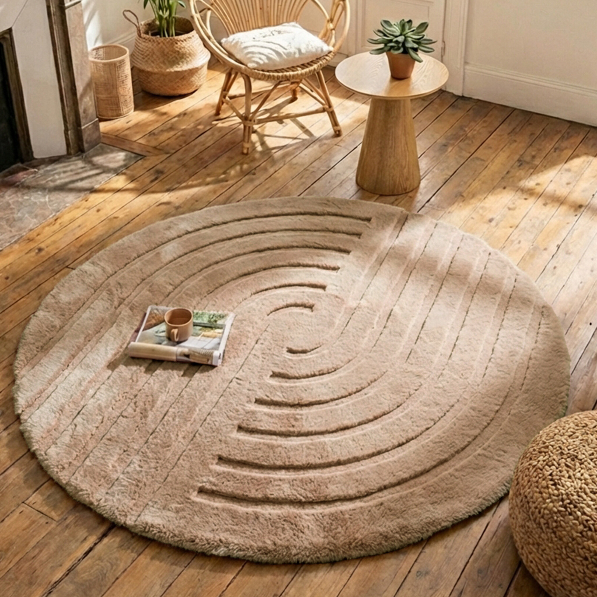 Rund Matta Med Hög Lugg  - Carvy Curves Taupe