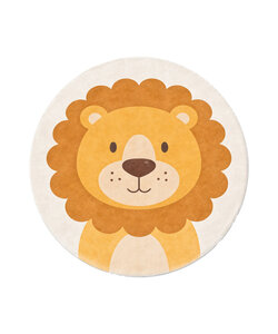 Rund tvättbar barnmatta – Sammy Lion Brun