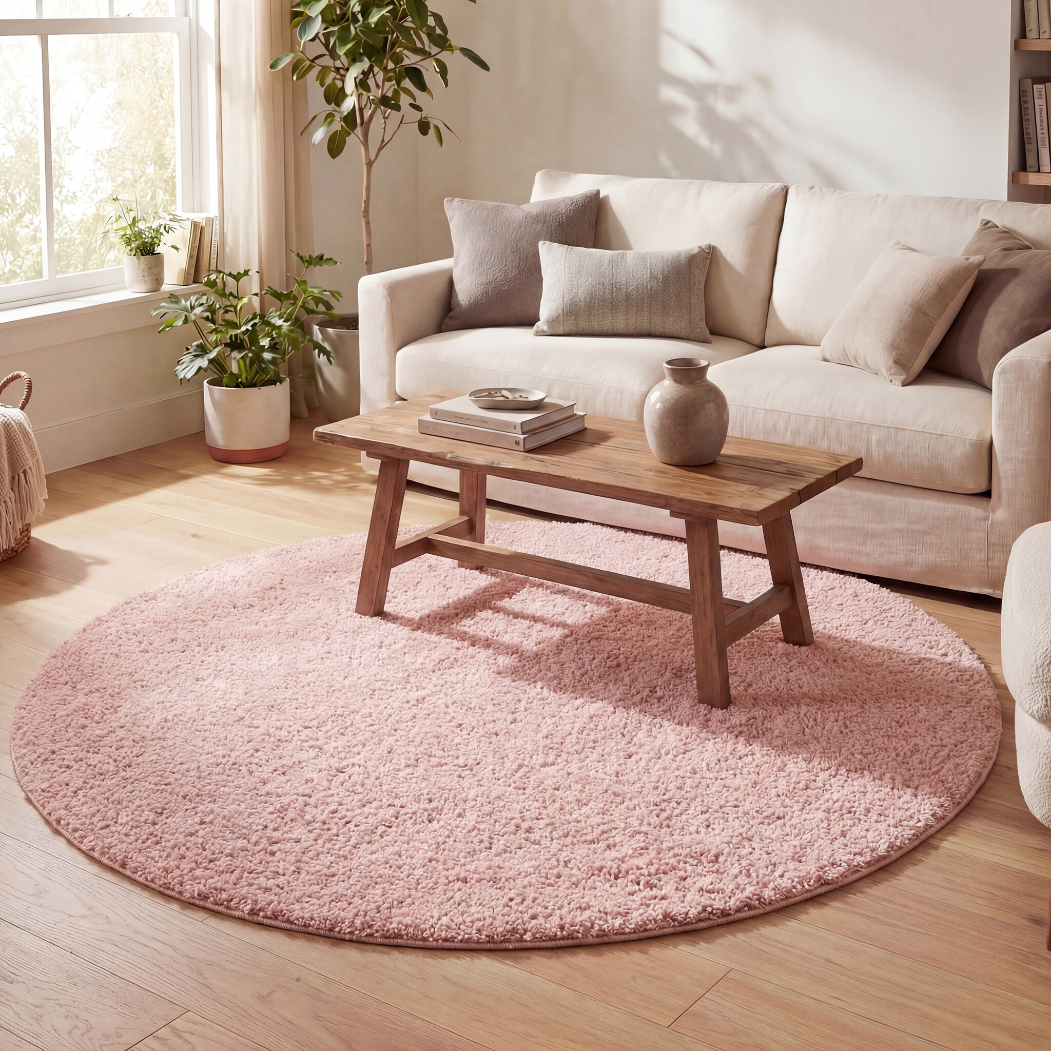 Rund Matta Med Hög Lugg  - Lofty Rosa