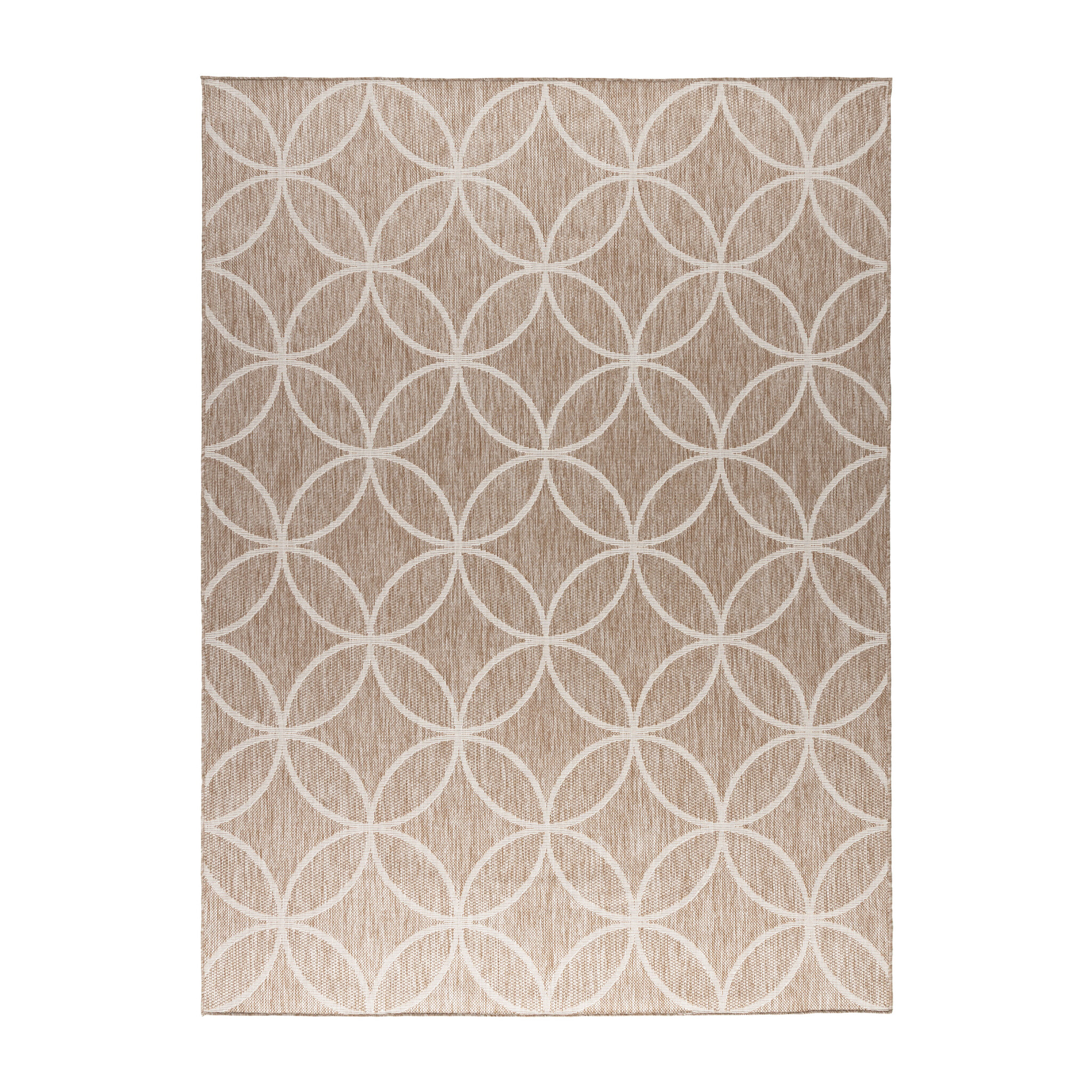 Geometrisk utomhusmatta – Faro Ripple Beige - sfeer