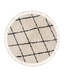 Rundt höghårigt mattan – Grand Wire Weave Creme/Svart