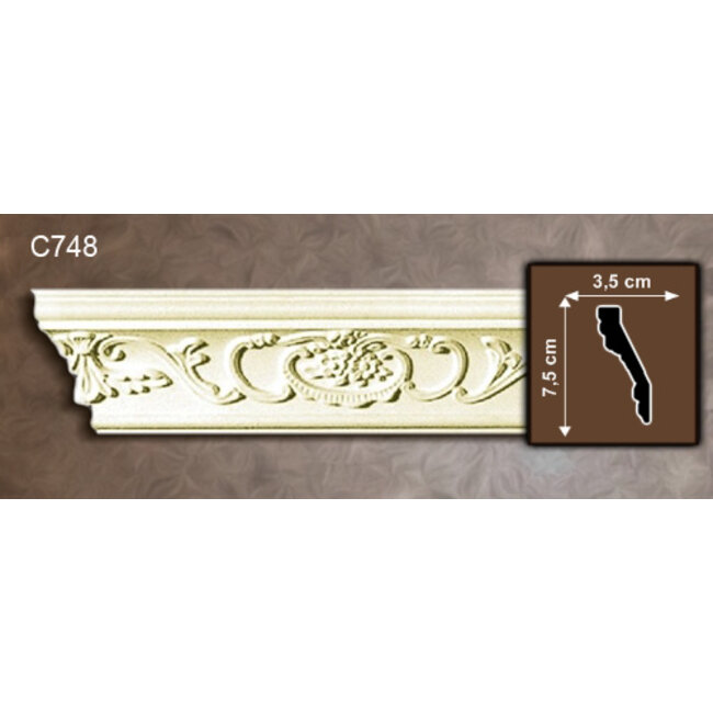 Grand Decor Kroonlijst C748 (75 x 35 mm), polyurethaan, lengte 2 m
