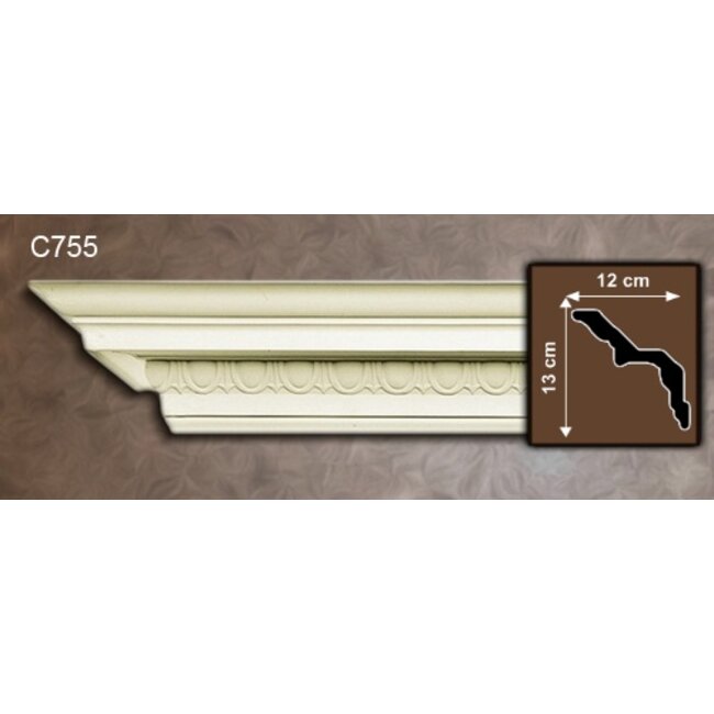 Grand Decor Kroonlijst C755 (130 x 120 mm), polyurethaan, lengte 2 m