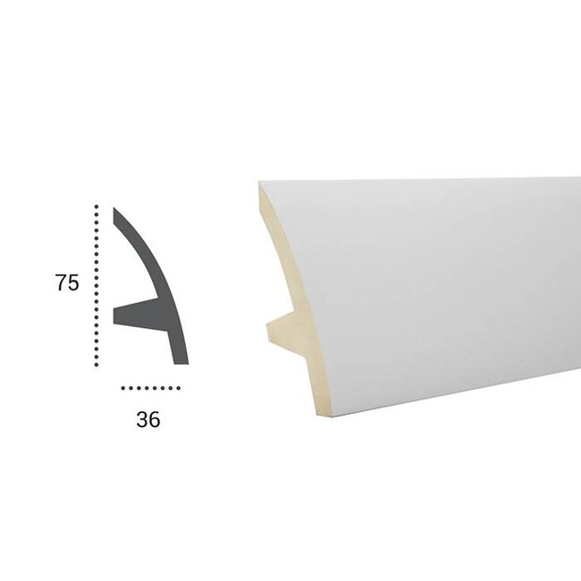 Grand Decor Polyurethaan - LED sierlijst voor indirecte verlichting, KF502 (75 x 36 mm), lengte 2 m