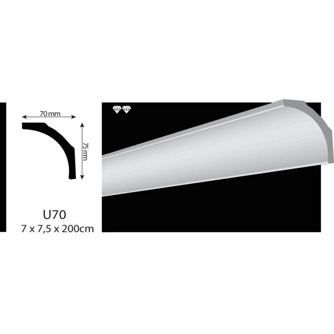 Vidella VU70 (70 x 75 mm), lengte 2 m