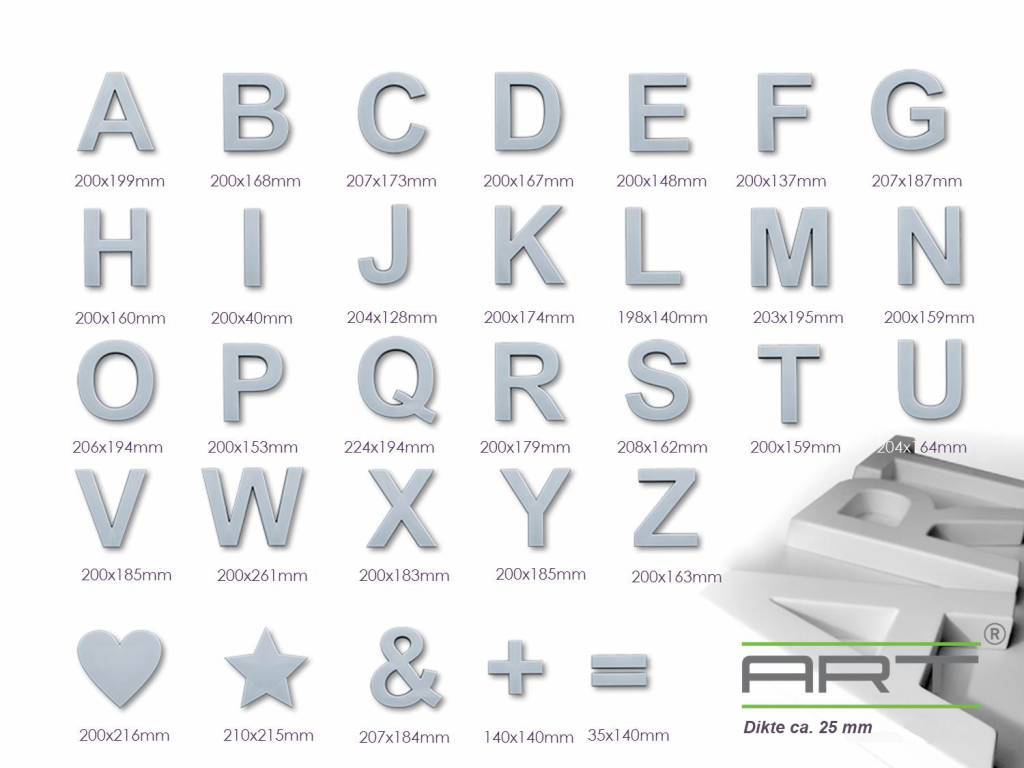 Art Décor 3D Letters Alfabet en Symbolen 20 cm - Moulures, Sierlijsten en Ornamenten Webshop in Belgie
