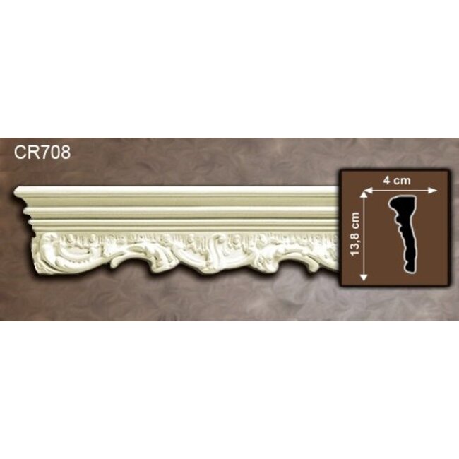 Grand Decor CR708 (138 x 40 mm), lengte 2 m, Polyurethaan stootvast