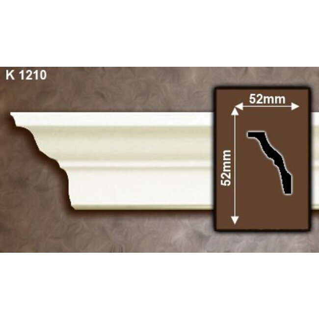 Grand Decor Kroonlijst K1210 (52 x 52 mm), polyurethaan, lengte 2 m
