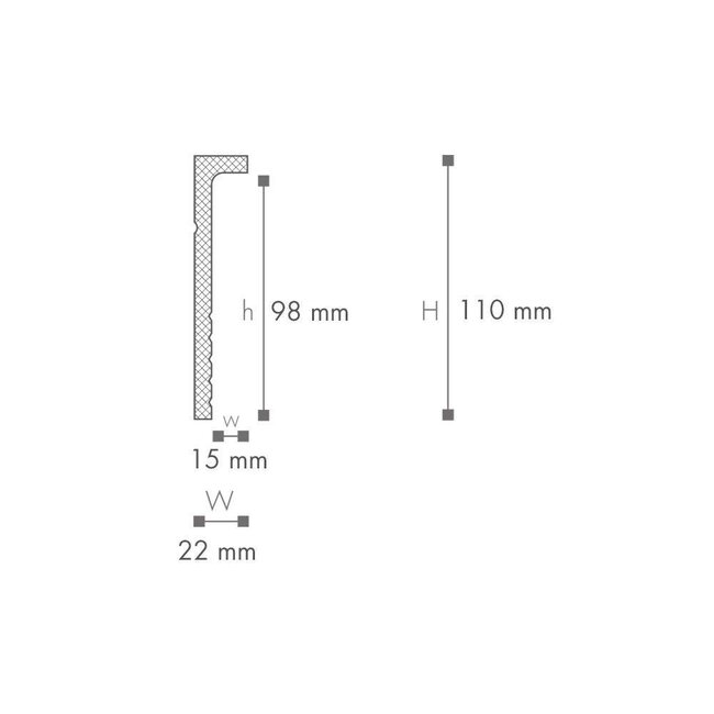 NMC Wallstyl CF2 Overzetplint (110 x 22 mm), lengte 2 m