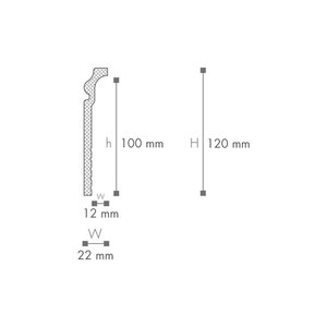 NMC Wallstyl CF3 Overzetplint (120 x 22 mm), lengte 2 m