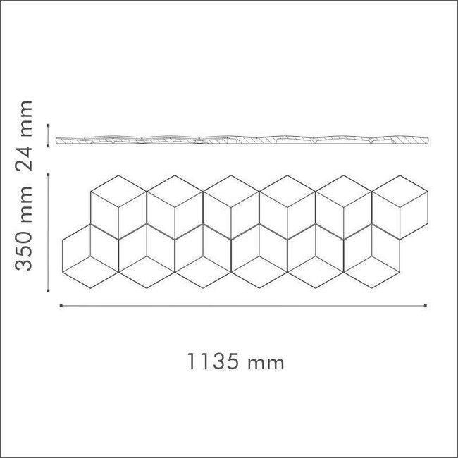 NMC 3D Wallpanel / Wandpaneel Cube Polyurethaan (1135 x 350 x 24 mm) - 6 Wandpanelen