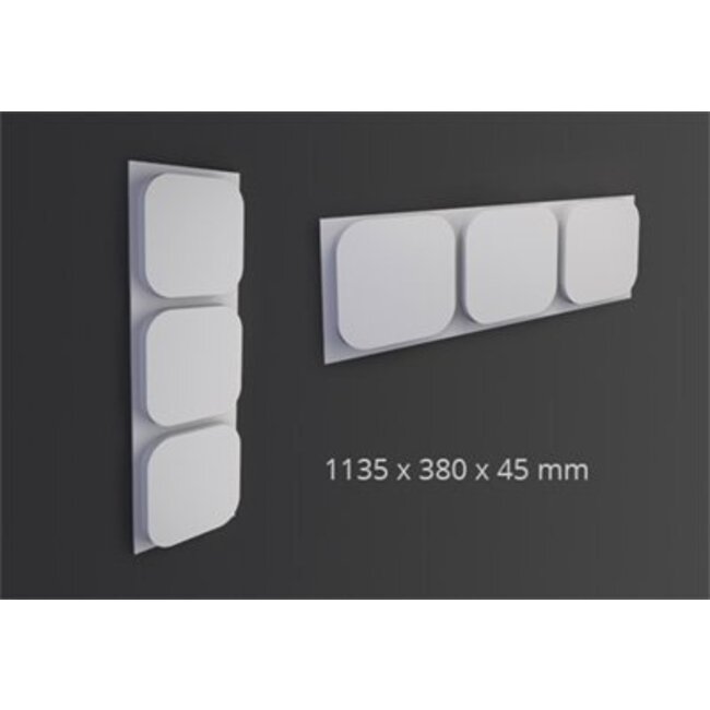 NMC 3D Wallpanel / Wandpaneel Icon Polyurethaan (1135 x 380 x 45 mm) - 3 Wandpanelen