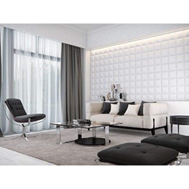 NMC 3D Wallpanel / Wandpaneel Square Polyurethaan (1135 x 380 x 30 mm) - 5 Wandpanelen