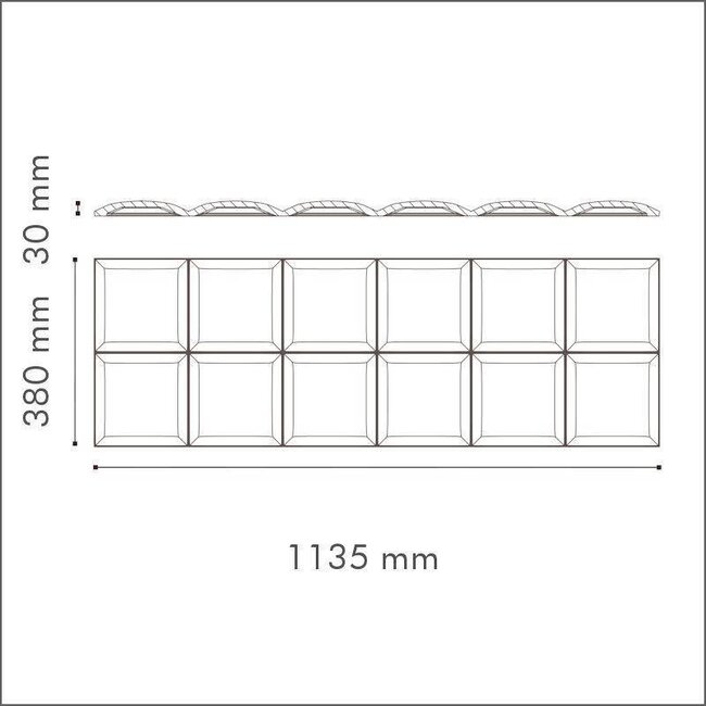 NMC 3D Wallpanel / Wandpaneel Square Polyurethaan (1135 x 380 x 30 mm) - 5 Wandpanelen