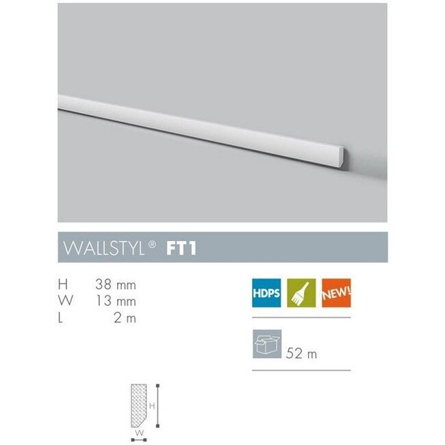 NMC Wallstyl FT1 (38 x 13 mm), lengte 2 m