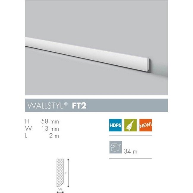 NMC Wallstyl FT2 (58 x 13 mm), lengte 2 m