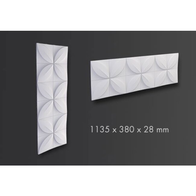 NMC 3D Wallpanel / Wandpaneel Flower Polyurethaan Flower (1135 x 380 x 28 mm) - 5 Wandpanelen