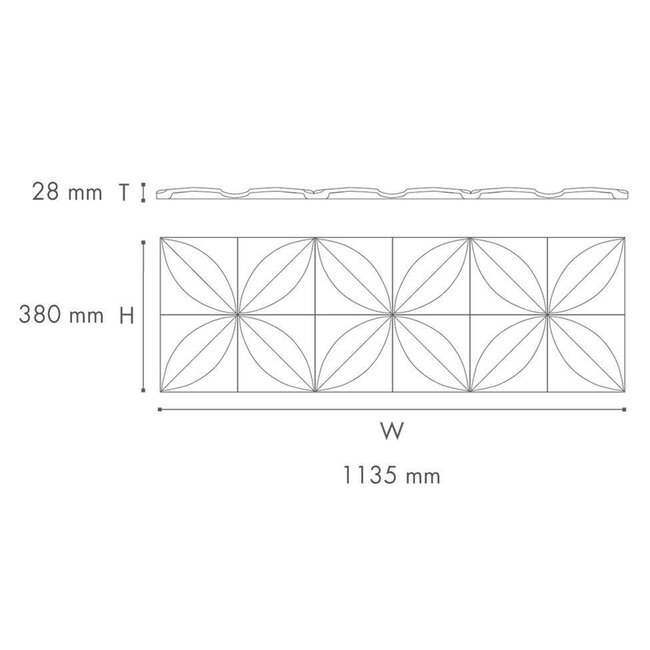 NMC 3D Wallpanel / Wandpaneel Flower Polyurethaan Flower (1135 x 380 x 28 mm) - 5 Wandpanelen