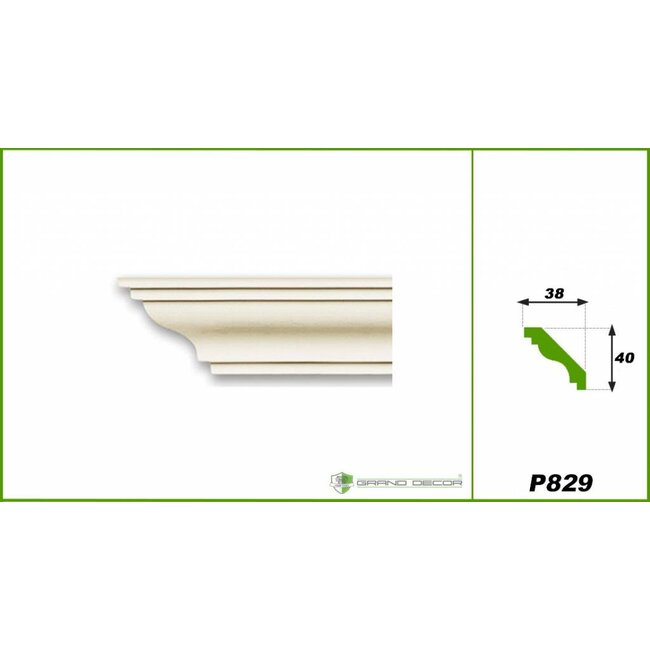 Grand Decor Kroonlijst P829 (40 x 38 mm), polyurethaan, lengte 2 m