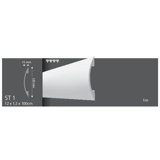Vidella Wandlijst ST1 (120 x 15 mm), lengte 1 m