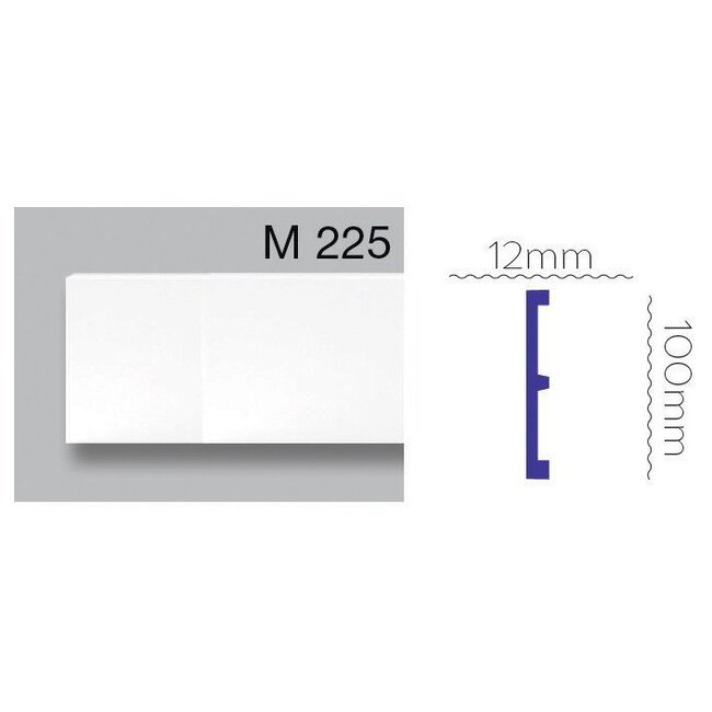 Grand Decor Platte plint M225 / CR956 (100 x 12 mm) polyurethaan, lengte 2 m