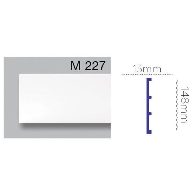 Grand Decor Platte plint M227 / CR958 (148 x 13 mm) polyurethaan, lengte 2 m