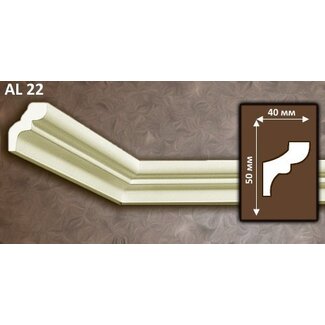 Allegro Allegro AL22 (50 x 40 mm), sierlijst polyurethaan, lengte 2 m OP = OP