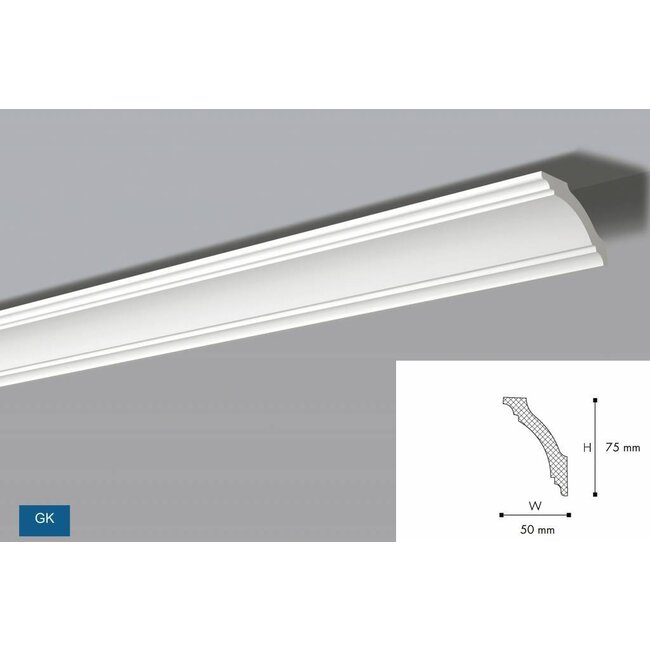 NMC NMC Kroonlijst Nomastyl GK+ (75 x 50 mm), lengte 2 m