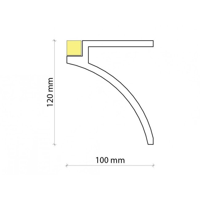 Grand Decor Gordijnprofiel Polyurethaan - LED sierlijst voor indirecte verlichting, KF802 (120 x 100 mm), lengte 2 m