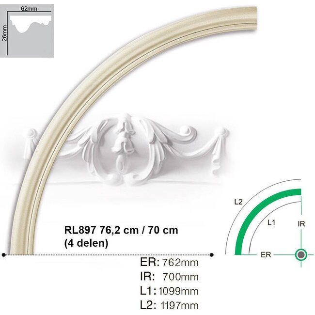 Grand Decor Rozet ring RL897 radius 76,2 cm / 70 cm (4 delen)