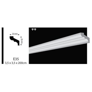 Vidella VE35 (35 x 35mm), plafondlijst, sierlijst,  lengte 2 m OP=OP