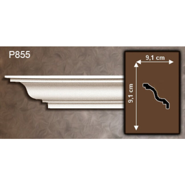 Grand Decor Kroonlijst P855 (91 x 91 mm), polyurethaan, lengte 2 m
