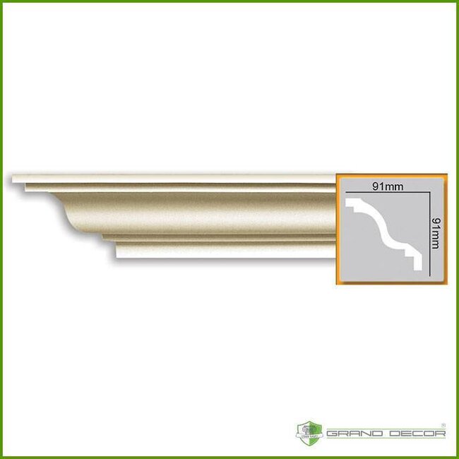 Grand Decor Kroonlijst P855 (91 x 91 mm), polyurethaan, lengte 2 m