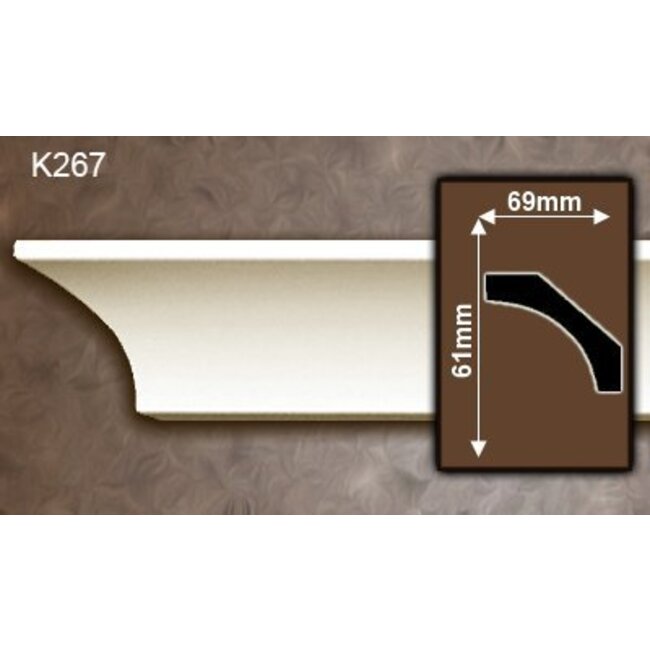 Grand Decor Kroonlijst P944 / K267 (61 x 69 mm), polyurethaan, lengte 2 m