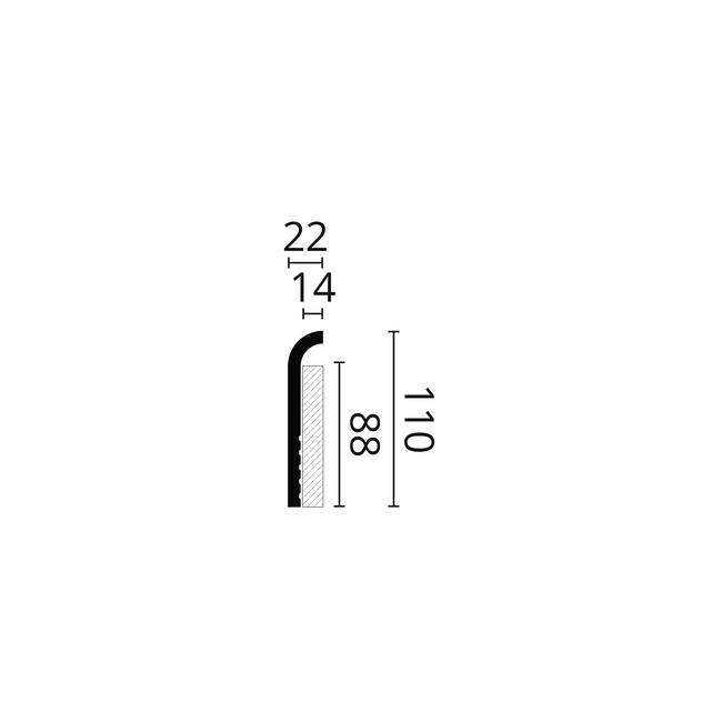 NMC Wallstyl CF1 Overzetplint (110 x 22 mm), lengte 2 m