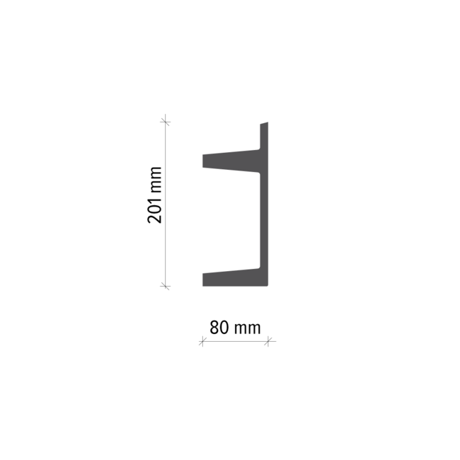 Grand Decor Polyurethaan - LED sierlijst voor indirecte / directe verlichting, KF722 (201 x 80 mm), lengte 2 m