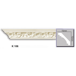 Grand Decor Kroonlijst K106 (72 x 72 mm), polyurethaan, lengte 2 m Grand Decor Kroonlijst K106 (72 x 72 mm), polyurethaan, lengte 2 m