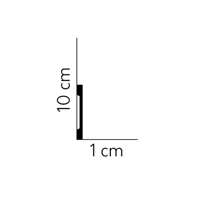 Lijst & Ornament Plint MD013 Slim (100 x 10 mm), lengte 2 m