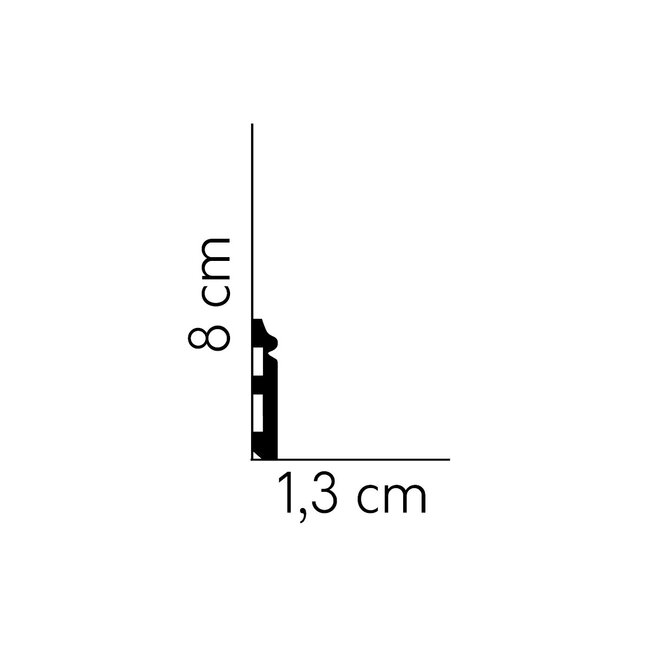 Lijst & Ornament Plint MD018 (80 x 13 mm), lengte 2 m
