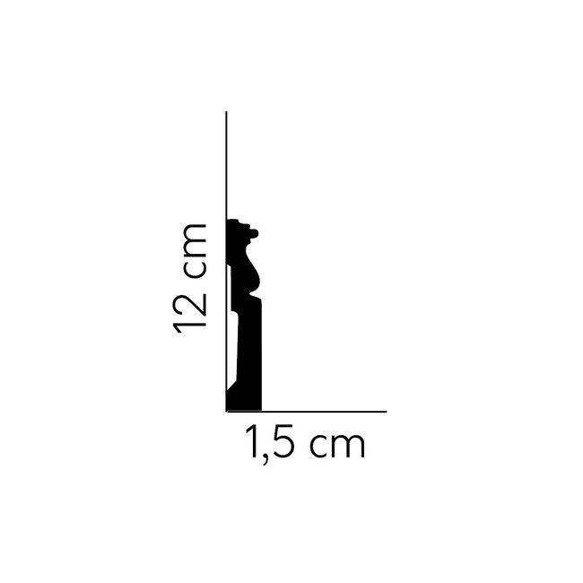 Lijst & Ornament Plint MD095 (120 x 15 mm), lengte 2 m