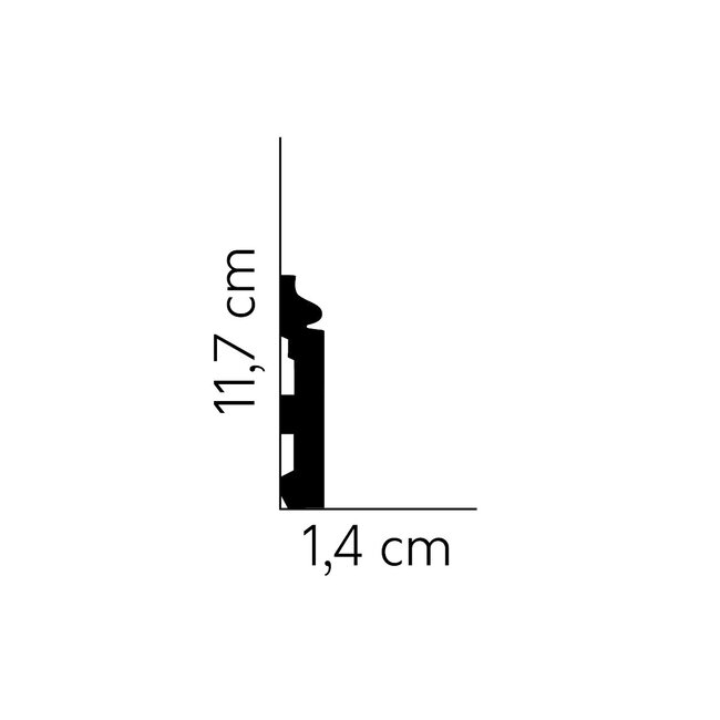 Lijst & Ornament Plint MD358 (117 x 14 mm), lengte 2 m