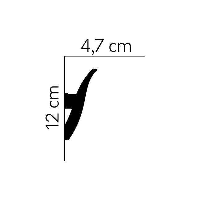 Lijst & Ornament Plint LED QL009 (120 x 47 mm), lengte 2 m