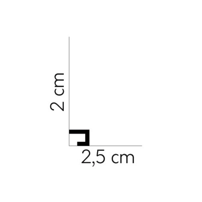 Lijst & Ornament Plint QL021 (20 x 25 mm), lengte 2 m
