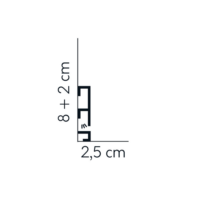 Lijst & Ornament Plint QL021 (20 x 25 mm), lengte 2 m