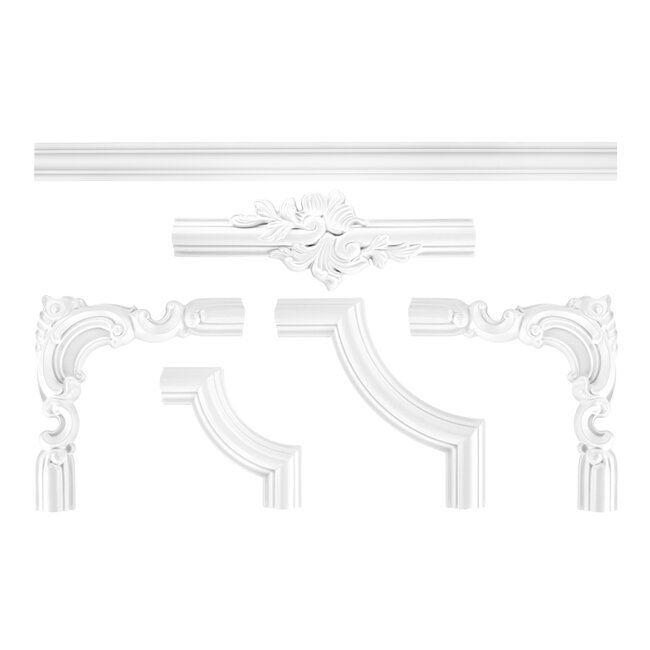 Grand Decor CR810B hoekbochten (200 x 190 mm), polyurethaan, set (4 hoeken)